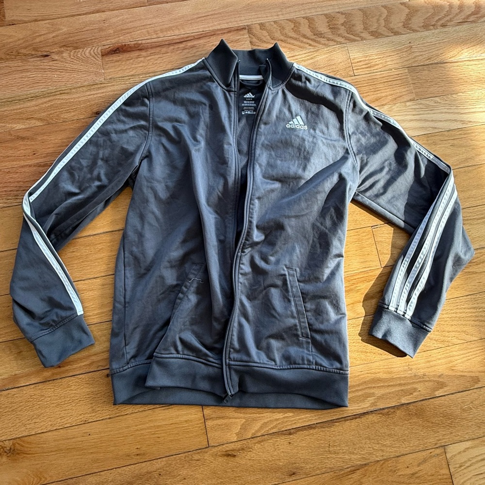 Adidas Charcoal Jacket with White Stripes - Picture 6 of 7